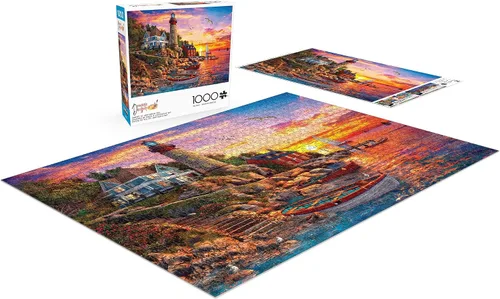 Miniatura 4 de Buffalo Games Dominic Davison - Rompecabezas de 1000 piezas con diseño de puesta de sol en la bahía del faro de 26.75 x 19.75 pulgadas, multicolor