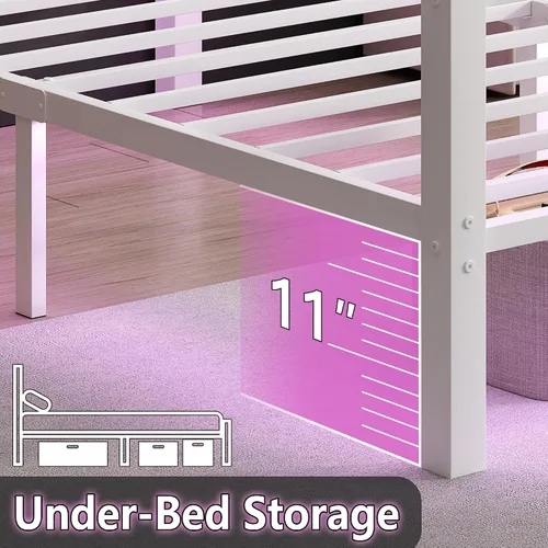 Miniatura 5 de CLIBFENG Base de cama individual con cabecera y estribo, listones de acero, base de cama LED con estación de carga USB, base de colchón