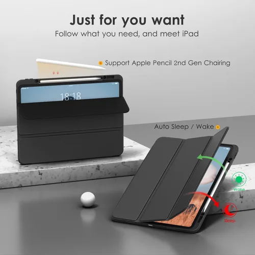 Miniatura 4 de VIKESI Funda para iPad Pro 12.9 6ª/5ª/4ª/3ª/3ª generación 2022/2021/2020/2018, marco de TPU a prueba de golpes, soporte para lápiz integrado