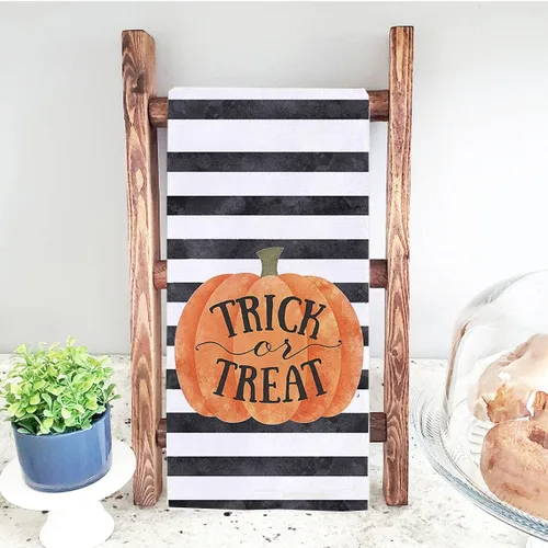 Miniatura 6 de Secarond Juego de 2 paños de cocina espeluznantes de Halloween de 18 x 28 pulgadas, juego de 2, paños de cocina de Halloween a rayas para cocinar