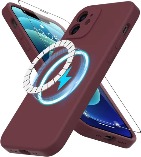 Miniatura 52 de DEENAKIN Funda magnética de silicona para iPhone 12 Pro con protector de pantalla, compatible con MagSafe, protección de cámara, funda protectora