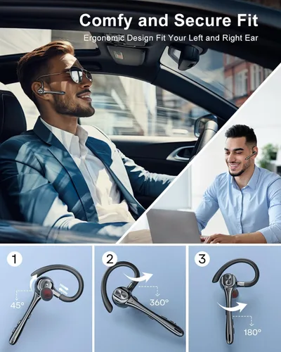 Miniatura 4 de Auriculares inalámbricos con Bluetooth, auriculares de botón con cancelación de ruido, micrófono manos libres, tiempo de espera de 160H, auriculares