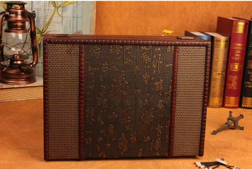Miniatura 6 de Cabilock Organizador de collares, cajas de almacenamiento de escritorio de madera, caja del tesoro de madera para libros, caja de documentos