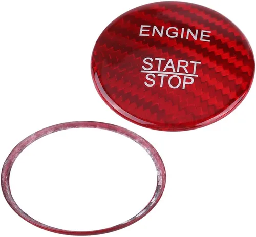Miniatura 6 de Keenso Cubierta de botón de arranque de motor de fibra de carbono para A B C GLC GLA CLA ML GL Clase W176 W246 W205 X253 X156 C117 (rojo)