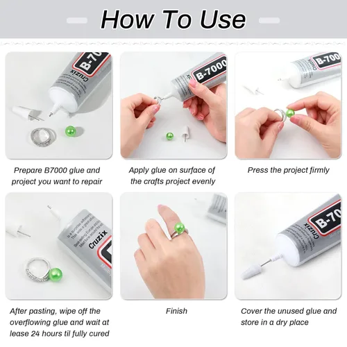Miniatura 6 de B7000 - Pegamento para cuentas de joyería para hacer joyas, pegamento transparente de cristal 3.7 fl oz B7000+Plus pegamento superadhesivo multiusos