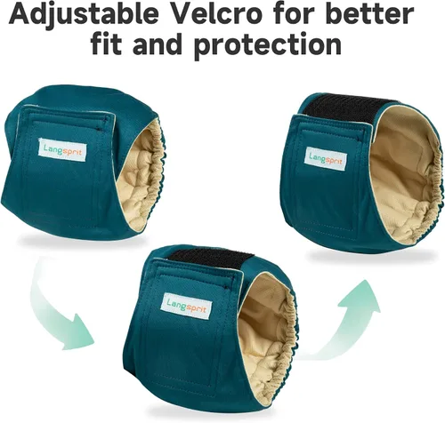 Miniatura 5 de Bandas para el vientre para perros machos (paquete de 4 unidades), pañales lavables y reutilizables para perros machos, bragas para cachorros