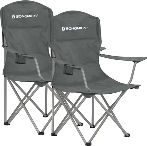 Miniatura 11 de SONGMICS UGCB08BK - Paquete de 2 sillas plegables de campamento, capacidad de 330 libras, con soporte para tazas, estructura resistente, para Negro