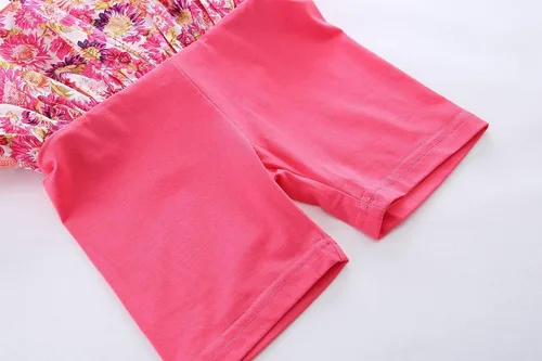 Miniatura 17 de LittleSpring Conjunto de verano para niñas con camiseta sin mangas y pantalones cortos florales