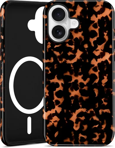Miniatura 76 de Jusy Compatible con MagSafe Brown Tortoise Shell Print Phone Case para iPhone 7/8/SE, funda protectora magnética de lujo de TPU suave