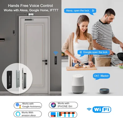 Miniatura 3 de Control de acceso WiFi de 2.4 GHz, 400 libras, fuerza de retención electromagnética, kit de sistema de bloqueo de puerta magnético eléctrico