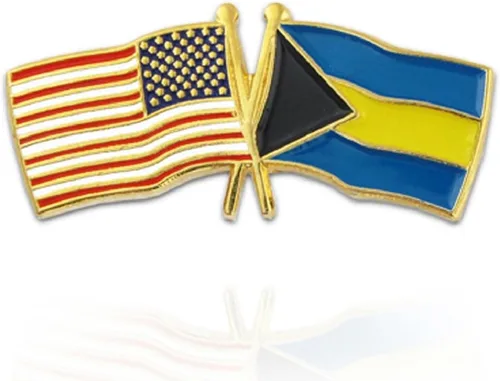 Miniatura 161 de PinMart Pin de solapa esmaltado con bandera de la amistad cruzada de Estados Unidos y el mundo