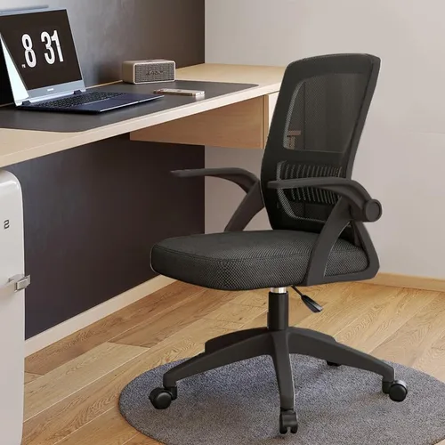 Miniatura 7 de Silla de oficina, silla de escritorio ergonómica, silla de malla transpirable, silla giratoria con brazos abatibles y soporte lumbar, silla