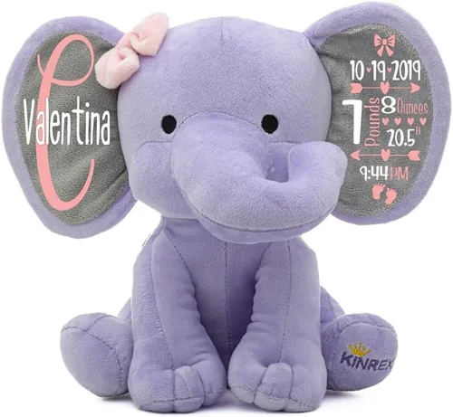Miniatura 26 de Animal de Peluche Elefante Personalizado - Anuncio Personalizado de Estadísticas de Nacimiento Animales de Peluche Elefante para Bebés, Baby Shower