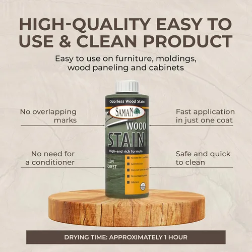 Miniatura 5 de SamaN Tinte para Madera Interior a Base de Agua - Tinte Natural para Muebles, Molduras, Paneles de Madera, Gabinetes (Forest TEW-104-12, 12 oz)
