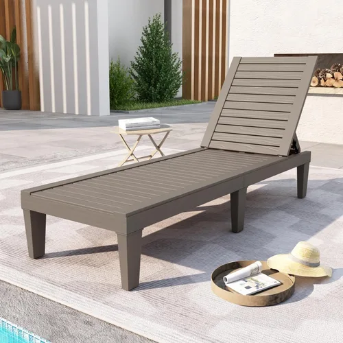 Miniatura 2 de DIMAR GARDEN Tumbona al aire libre, silla de piscina de resina impermeable reclinable, gris pardo Topo