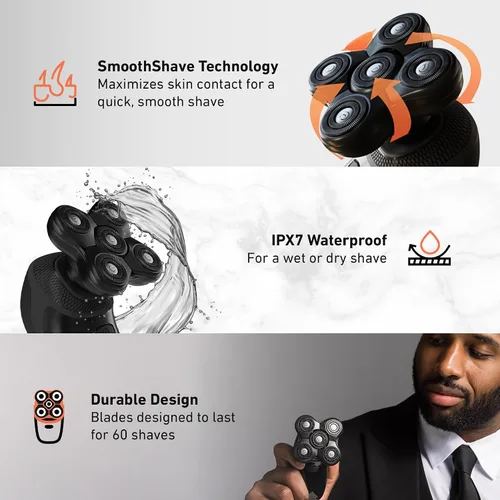 Miniatura 4 de Groomie BaldiePro - Afeitadoras inalámbricas de cabeza calva para hombres, recambio de cuchilla, cabezal de repuesto eléctrico impermeable, cabeza