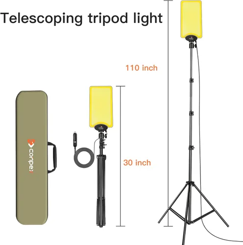 Miniatura 4 de CONPEX Luces LED telescópicas para acampar de 18000 lúmenes, trípode, control remoto, luz telescópica al aire libre con soporte