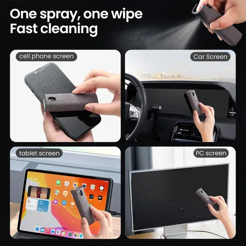 Miniatura 2 de Kit de Limpiador de Pantalla de 2 Piezas, Herramienta de Botella de Spray Limpiador con Niebla 3 en 1 para Pantalla Táctil y Paño de Microfibra