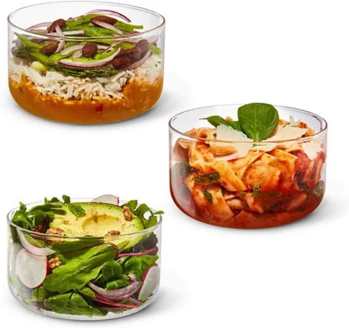 Miniatura 5 de BLACK + BLUM Recipiente de vidrio para almuerzo, a prueba de fugas, apto para horno, contenedor de alimentos, almendra, 25 onzas líquidas / 25.4 fl