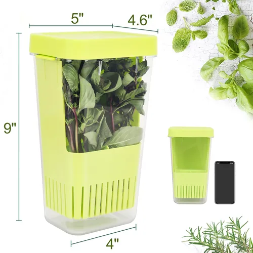 Miniatura 2 de LUVCOSY Herb Keeper, protector de hierbas de plástico sin BPA con una cesta interior para cilantro, menta, perejil y espárragos, mantiene