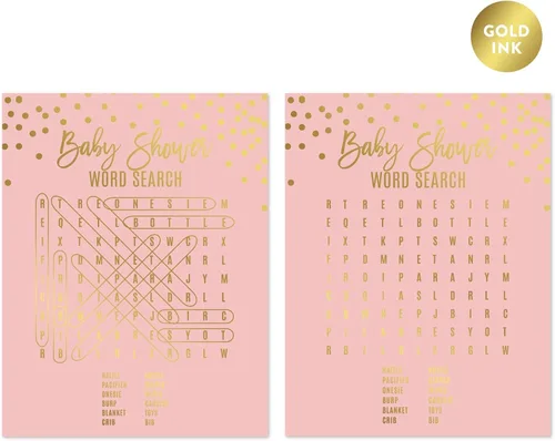 Miniatura 29 de Andaz Press Blush Rosa y Metallic Gold Confeti Lunares Baby Shower Party Collection Banderín colgante con cuerda, Baby Shower, 5 pies, 1 juego