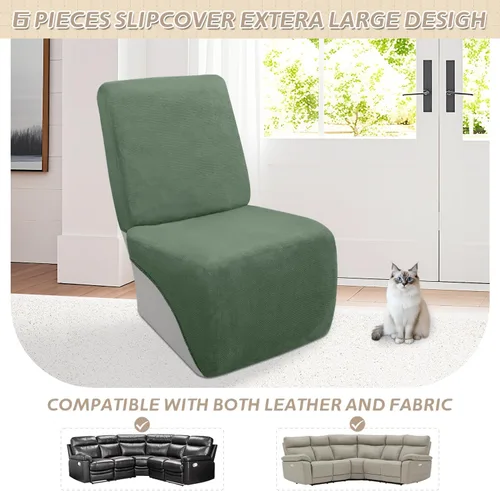 Miniatura 611 de Arfntevss Fundas de sofá seccional reclinable de terciopelo, Funda de sofá seccional de esquina para sofá reclinable, Funda elástica suave