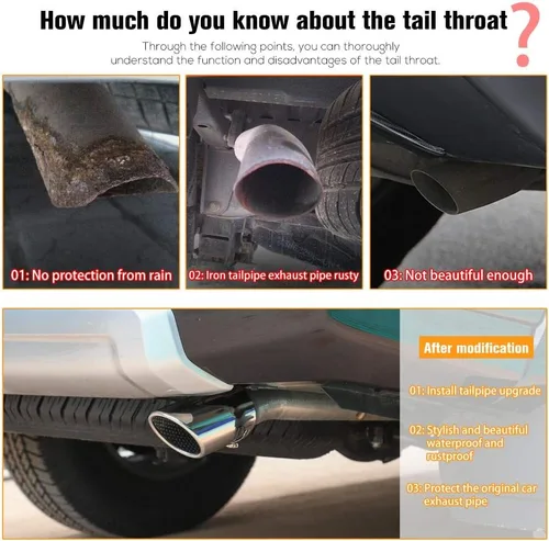 Miniatura 4 de JeCar Tubo de punta de silenciador de cola de escape de acero inoxidable para automóvil, diámetro de las tuberías 3.1 pulgadas para Toyota 4Runner