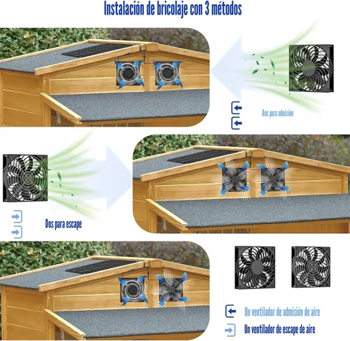 Miniatura 6 de MARBERO Kit de ventilador solar de 4.7 pulgadas, panel solar de 15 W con 2 ventiladores impermeables, ventilador de aire de entrada o escape