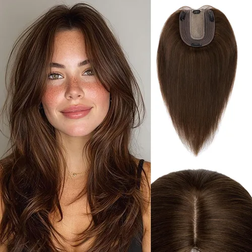 Miniatura 21 de Rich Choices Pelucas con topper de cabello para mujeres, cabello humano real 100% Remy, sin flequillo, para mujeres con adelgazamiento en la parte