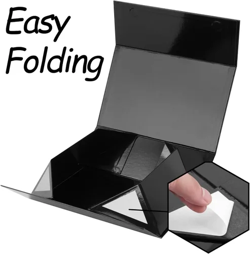 Miniatura 3 de Caja de regalo negra extragrande de 19 x 16 x 6 pulgadas, enorme caja rectangular plegable con tapa cierre magnético para propuesta de padrino