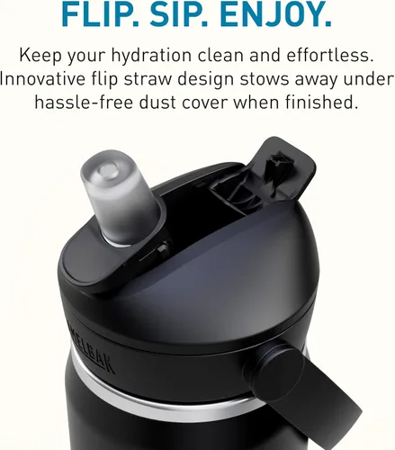Miniatura 5 de CamelBak - Thrive - Botella de agua con tapa y pajilla, 20 onzas - Aislante de acero inoxidable, color negro