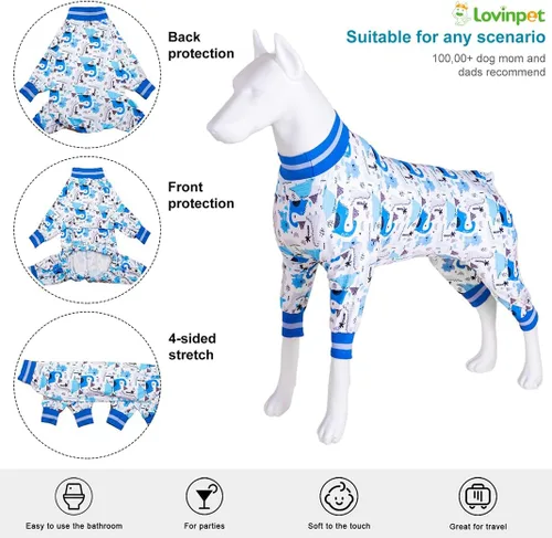 Miniatura 3 de LovinPet Trajes para perros XL y grandes, camiseta interior para perros grandes, tela elástica ligera, estampado abstracto de dinosaurio, camiseta