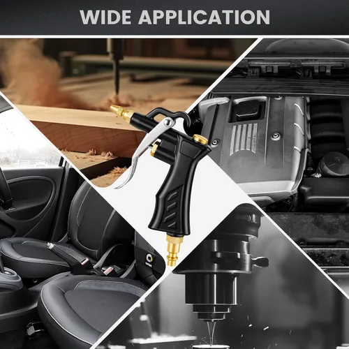 Miniatura 7 de SARDVISA Pistola de aire industrial con boquilla de aire de latón ajustable, pistola sopladora de aire de primera calidad con 2 extensiones de flujo