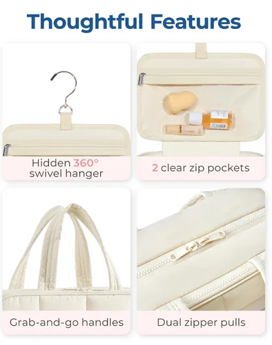 Miniatura 5 de Bolsa de viaje para artículos de aseo personal BAGSMART con organizador para joyas, bolsa de viaje colgante para artículos de tocador, organizador