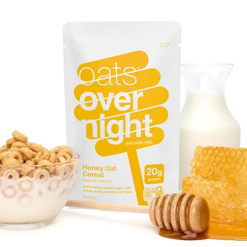 Miniatura 7 de Oats Overnight Cereal de avena con miel, avena durante la noche con 0.71 onzas de proteína de suero de leche, batido de proteína de desayuno alto