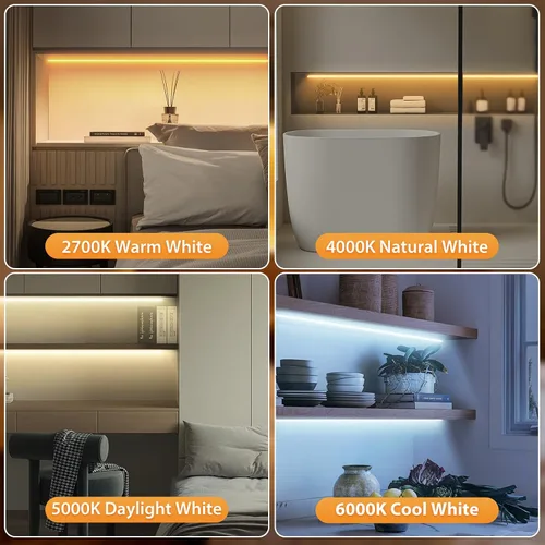 Miniatura 2 de Paquete de 3 Tiras de Luces LED de 6.6 Pies Alimentadas por Batería, Tira de Luz LED Blanca Cálida y Blanca Fría Alimentada por Batería, Luz