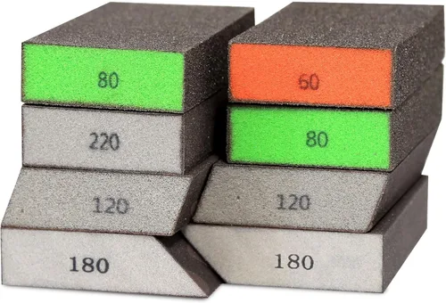 Paquete de 8 bloques de lijado, esponja de lijado de ángulo simple y doble, lavable y reutilizable, bloque de lijado para madera, paneles de yeso,