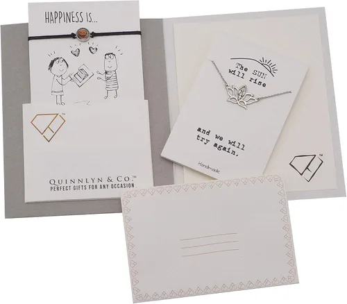 Miniatura 8 de QUINNLYN & CO. Phoenix Om - Collar con colgante de flor de loto, regalos hechos a mano para mujeres con cita inspiradora en tarjeta de felicitación