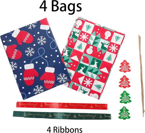Miniatura 3 de jabberwpacking Paquete de 4 bolsas de regalo de Navidad extra grandes con cinta y etiqueta de regalo de 36"x48" bolsas de regalo jumbo grandes