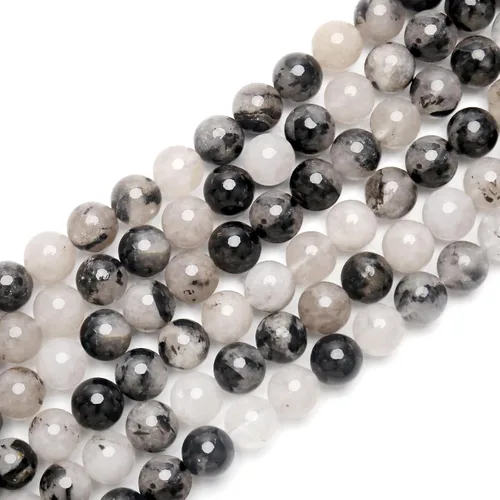 Miniatura 2 de 70 piezas de piedras preciosas curativas naturales de 8mm, piedra energética de cuarzo rutilado negro, cuentas sueltas redondas, cuentas de cristal