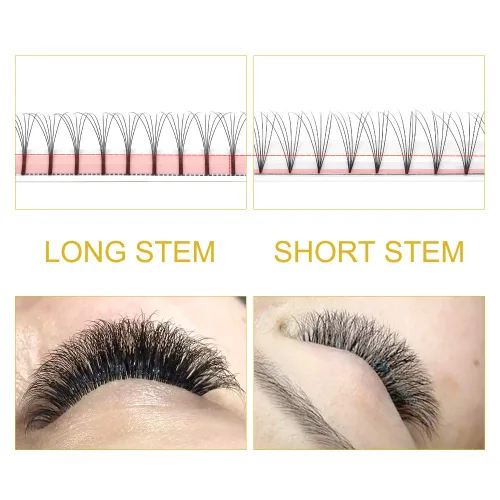 Miniatura 5 de Extensiones de pestañas postizas en abanico 6D-D-0.10-0.50 pulgadas, extensiones de pestañas postizas de volumen con tallo largo .07 .10, abanicos