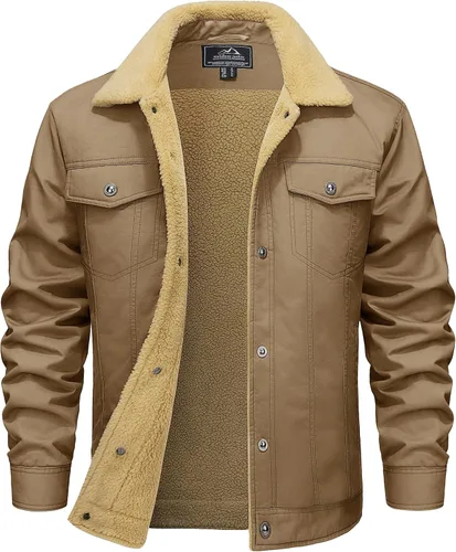Miniatura 10 de MAGCOMSEN - Chaquetas de invierno para hombre, gruesas, con forro polar térmico, chaquetas forradas de algodón cálido tipo sherpa, con múltiples