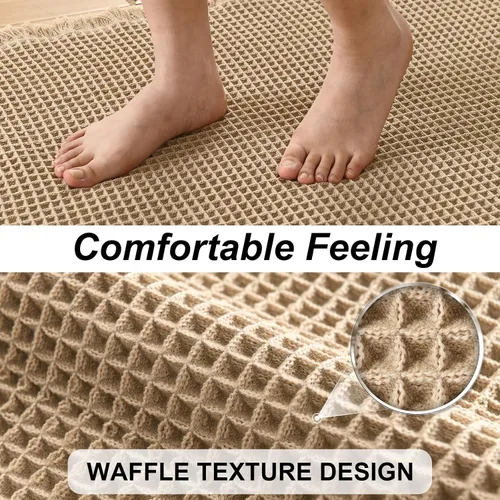 Miniatura 4 de JIUZHEN Tapete de Baño Mejorado con Diseño de Gofre Súper Absorbente Tapetes de Baño Antideslizantes Alfombras de Baño Lavables a Máquina de Secado