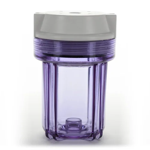 Hydronix HF2-5CLWH12, carcasa transparente de 5 "con tapa plana blanca para sistemas de ósmosis inversa y filtración, puertos de 1/2"