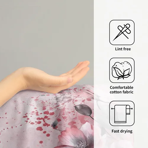 Miniatura 4 de Giwawa Juego de 2 toallas de mano con diseño floral de cerezo, suaves y absorbentes, para baño, cocina, hotel, spa, decoración Flor de cerezo rosa