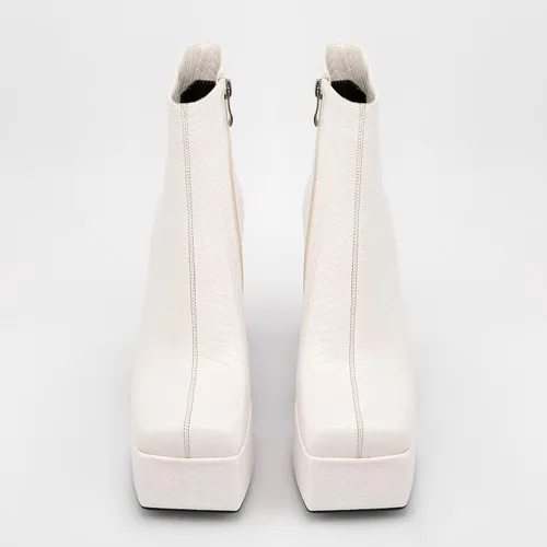 Miniatura 4 de VOMIRA Botas de plataforma para mujer punta cuadrada tacón alto con cremallera lateral punk cosplay vestido corto