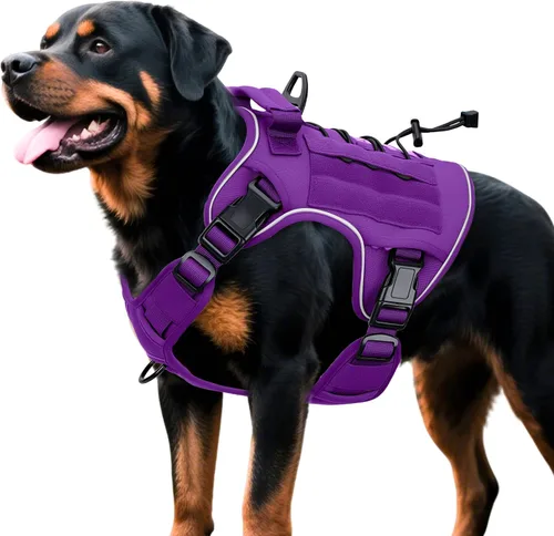 Miniatura 44 de Arnés táctico para perros grandes, chaleco reflectante ajustable sin tirones con sistema Molle, control de grado militar K9 para entrenamiento