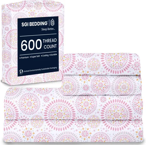 Miniatura 24 de SGI bedding Sábanas de Algodón Egipcio 100% Tamaño Full XL – Juego de Sábanas de 600 Hilos, Suaves, Frescas, Bolsillo Profundo de 16", Ropa de Cama