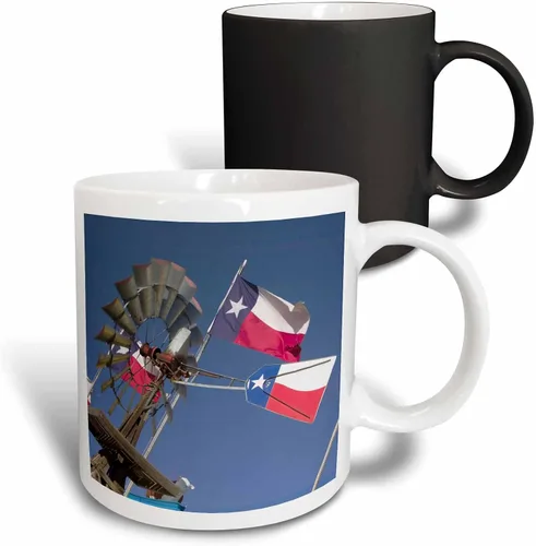 Miniatura 13 de 3dRose TEXAS, Panhandle Amarillo Old Water Pump, Banderas, US44 WBI0069 - Walter Bibikow - Taza negra de dos tonos de 11 onzas