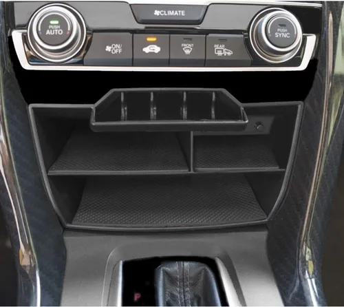 Miniatura 5 de Caddy impermeable de plástico ABS para Honda Civic Sedan 10ª generación, caja de consola central, bandejas para monedas, organizador con cable